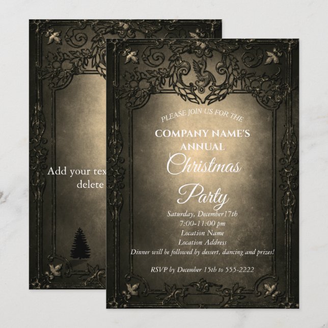 Elegant  Gothic Christmas party invitation  (Front/Back)