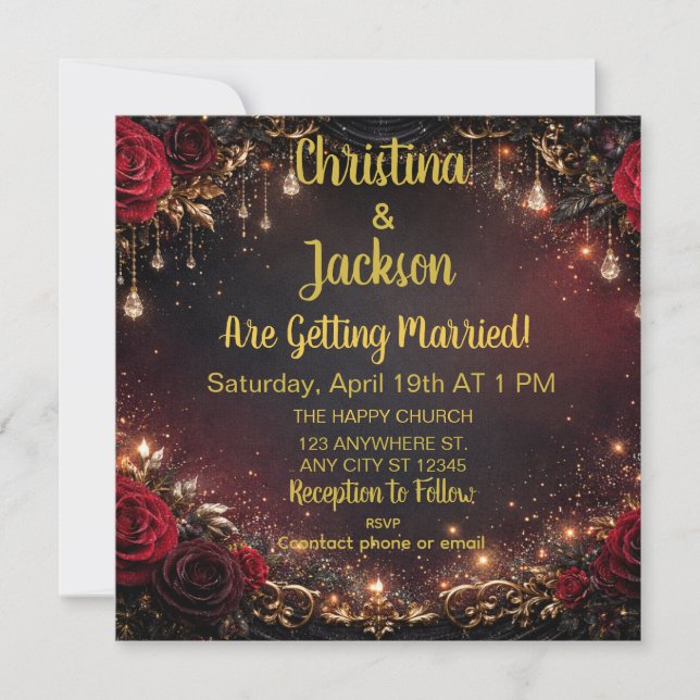 Elegant Gothic Custom Wedding Invites Cards (Front)