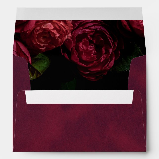 Elegant Gothic Dark Floral Name Address Wedding Envelope (Back (Bottom))