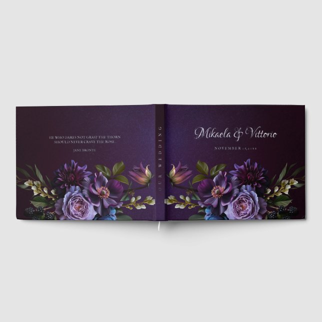 Elegant Gothic Dark Flower Wedding  Guest Book (Full)