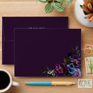 Elegant Gothic Dark Flower Wedding Invitation Envelope