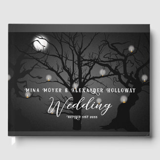 Elegant Gothic Dark Forest Photo Wedding Guest Book