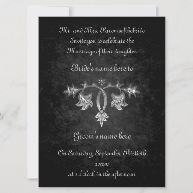 Elegant gothic dark romance wedding 6.5" x 8.75" invitation (Front)