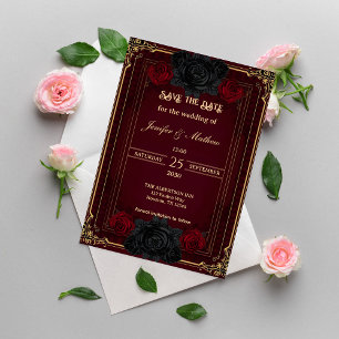 Elegant Gothic Dark Romance Wedding Save the Date Invitation