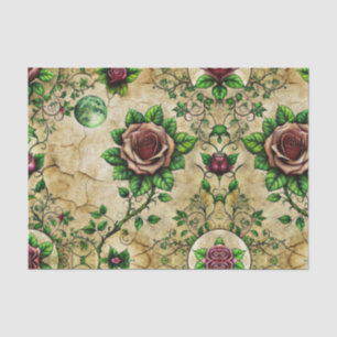 Elegant Gothic Dark Roses Decoupage Paper