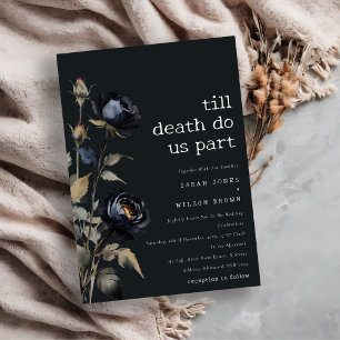 Elegant Gothic Dark Watercolor Black Rose Wedding Invitation