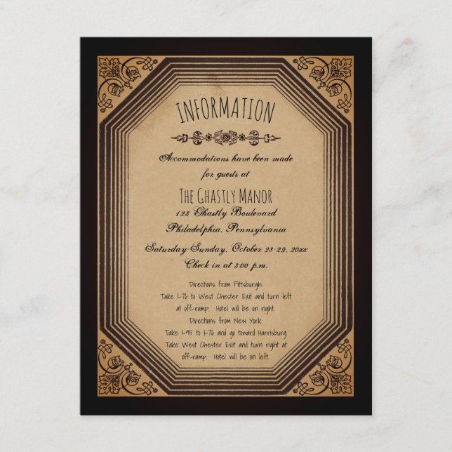 Elegant Gothic Deco Frame Cornices Wedding Info En Enclosure Card (Front)