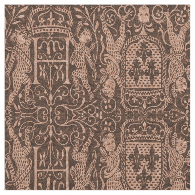 Elegant Gothic Fleur de Lys Chateau Style Fabric (Close Up)