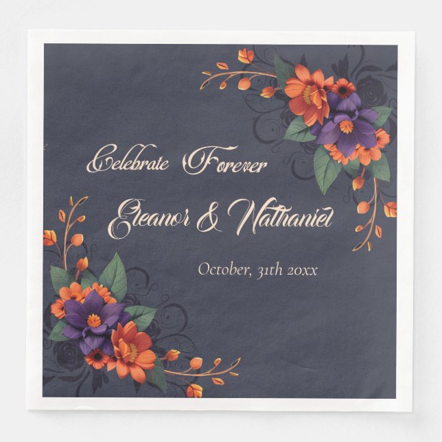 Elegant Gothic Floral Celebrate Forever Napkin (Front)