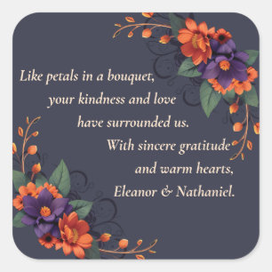 Elegant Gothic Floral Gratitude Wedding Sticker