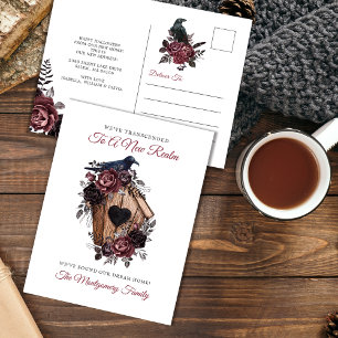 Elegant Gothic Floral Halloween New Home Moving Holiday Postcard