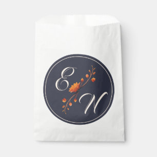 Elegant Gothic Floral Monogram Wedding  Favour Bag