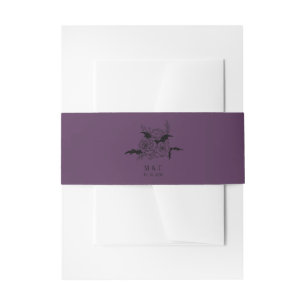 Elegant Gothic Floral Purple Wedding Invitation Belly Band