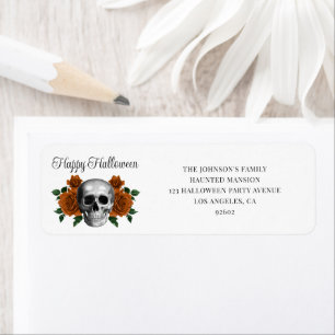 Elegant Gothic Floral Skull Halloween Address