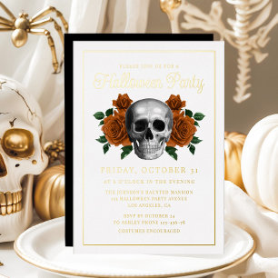 Elegant Gothic Floral Skull Halloween Gold