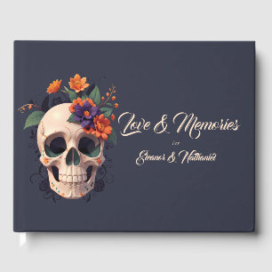 Elegant Gothic Floral Skull Wedding Guest Book