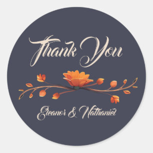 Elegant Gothic Floral Thank You Wedding Sticker