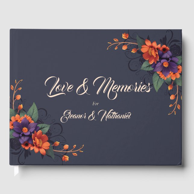 Elegant Gothic Floral Wedding Guest Book (Front)