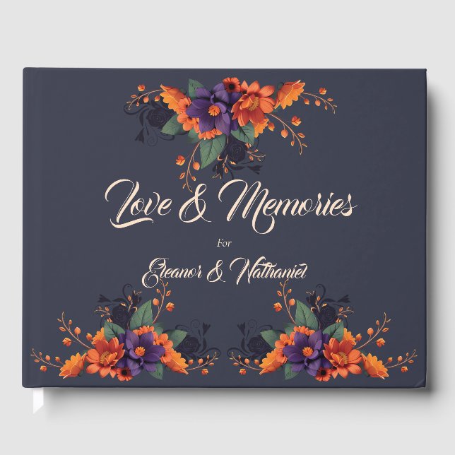 Elegant Gothic Floral Wedding Guest Book (Front)