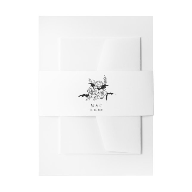 Elegant Gothic Floral Wedding Invitation Belly Band (Front Example)