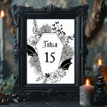 Elegant Gothic Floral Wedding Reception Table Number<br><div class="desc">Embrace the enchantment with this elegant gothic wedding reception table number, perfect for a Halloween wedding. This modern, elegant design combines a boho-dark aesthetic with a moody, spooky vibe, capturing the essence of an October celebration. Intricately adorned with bat and spider web motifs, alongside delicate floral elements, this table number...</div>