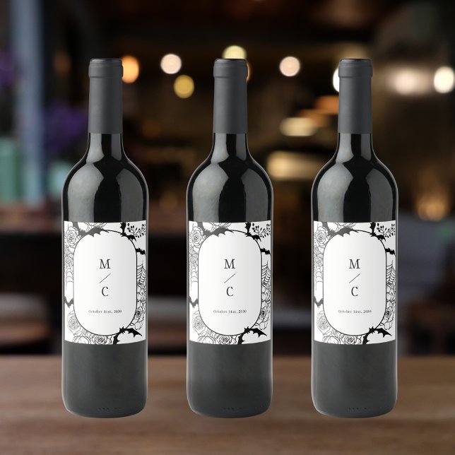 Elegant Gothic Floral Wedding Wine Label (Creator Uploaded)