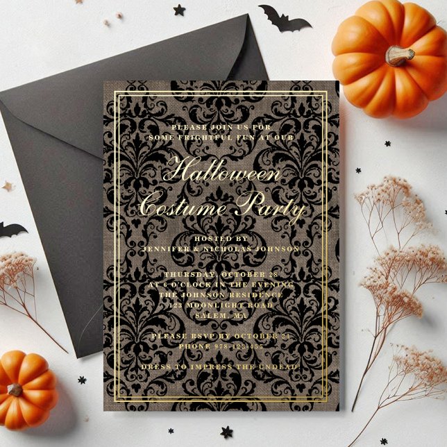 Elegant Gothic Halloween Costume Party Gold (Elegant Gothic Halloween Costume Party Gold Foil Invitation)