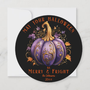 Elegant Gothic Halloween Merry Fright Family Photo Holiday Card