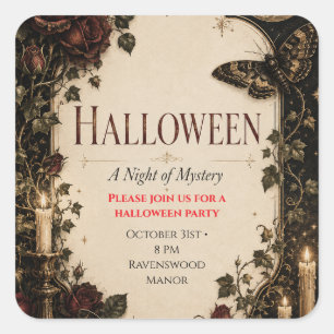 Elegant Gothic Halloween Party Celebration Square Sticker