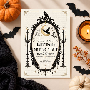 Elegant Gothic Halloween Party Raven Vintage  Invitation