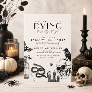 Elegant Gothic Halloween Party with Skulls Invitation