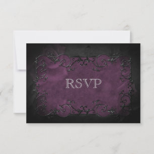 Elegant gothic halloween purple Wedding RSVP Card