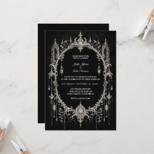 Elegant Gothic Halloween Wedding Invitation