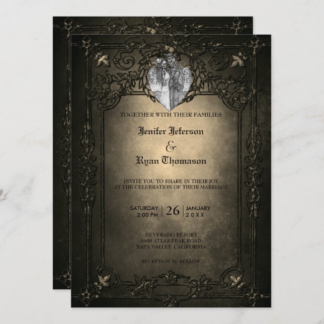 Elegant gothic halloween wedding Invitation (Front/Back)