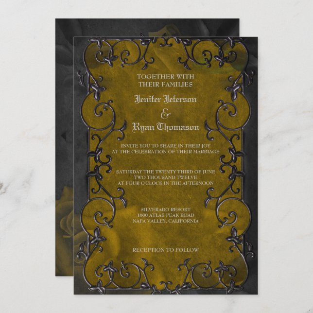 Elegant gothic halloween wedding Invitation (Front/Back)