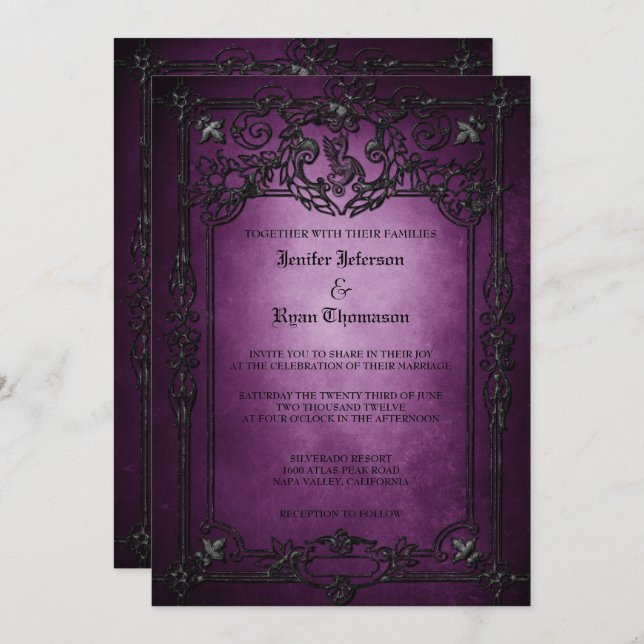 Elegant gothic halloween wedding Invitation (Front/Back)