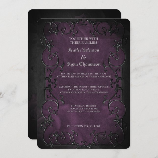 Elegant gothic halloween wedding Invitation (Front/Back)