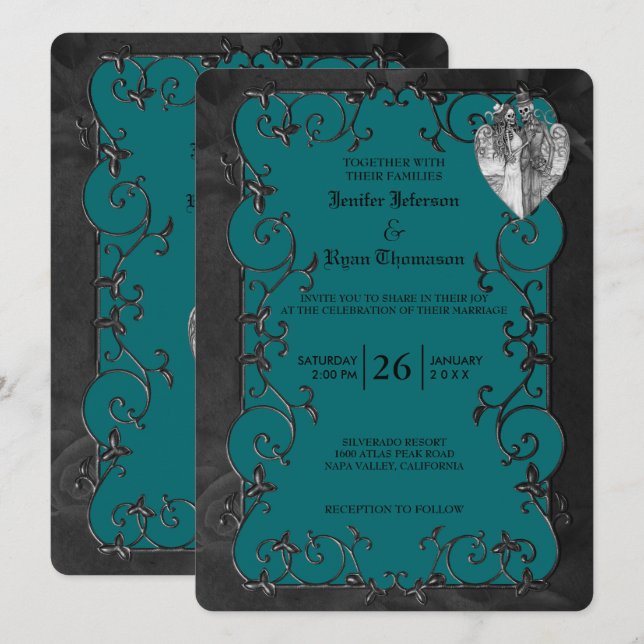 Elegant gothic halloween wedding Invitation (Front/Back)