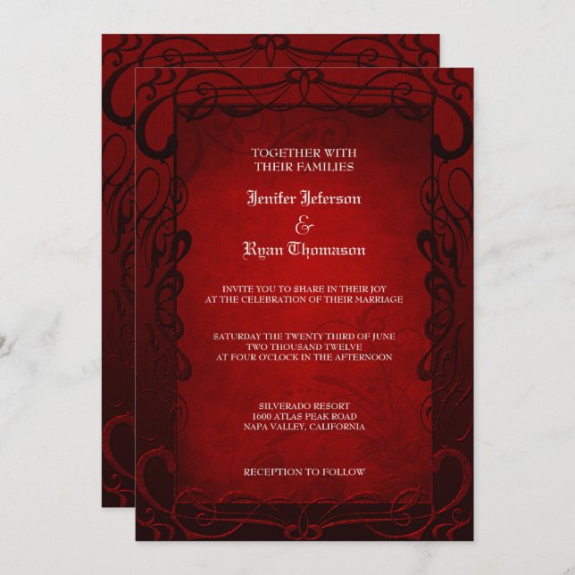 Elegant gothic halloween wedding Invitation (Front/Back)