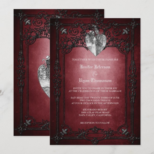Elegant gothic halloween wedding Invitation (Front/Back)