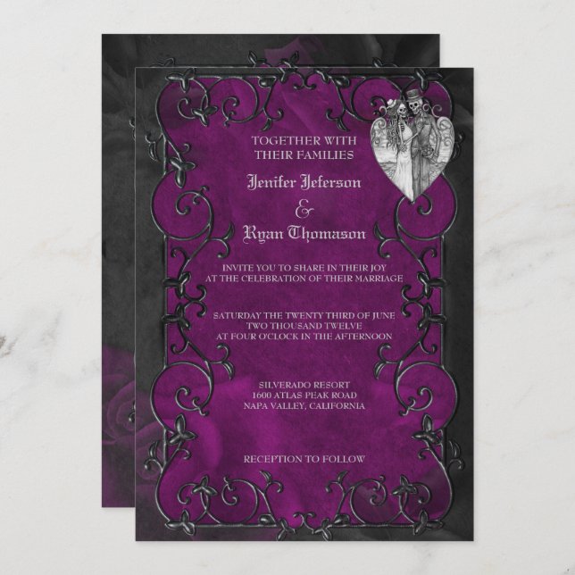 Elegant gothic halloween wedding Invitation (Front/Back)