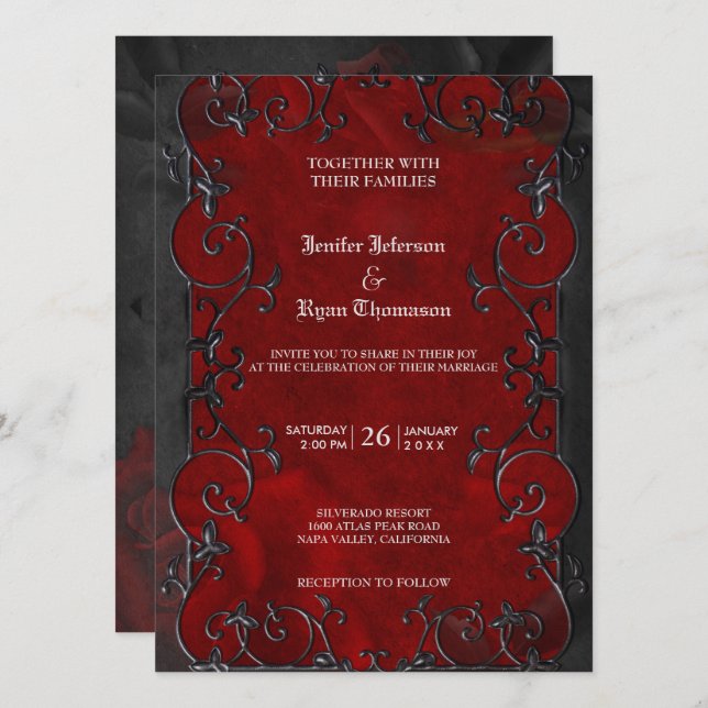 Elegant gothic halloween wedding Invitation (Front/Back)