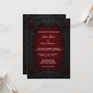 Elegant Gothic Halloween Wedding Invitation