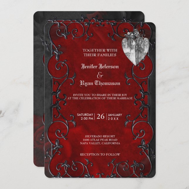 Elegant gothic halloween wedding Invitation (Front/Back)
