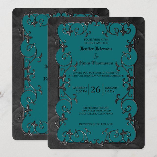 Elegant gothic halloween wedding Invitation (Front/Back)