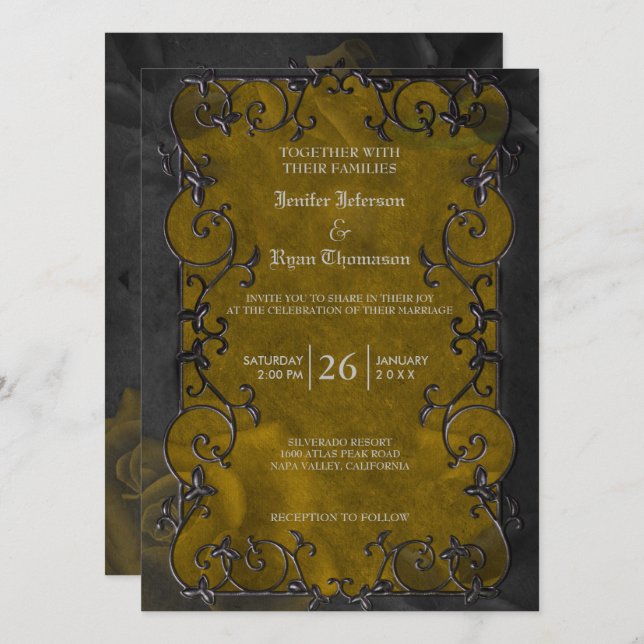 Elegant gothic halloween wedding Invitation (Front/Back)