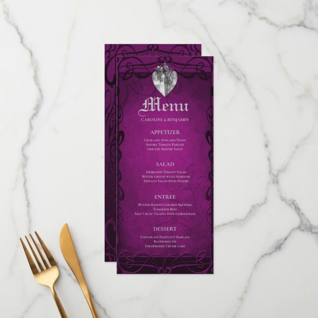 Elegant gothic halloween Wedding Menu (Front/Back In Situ)
