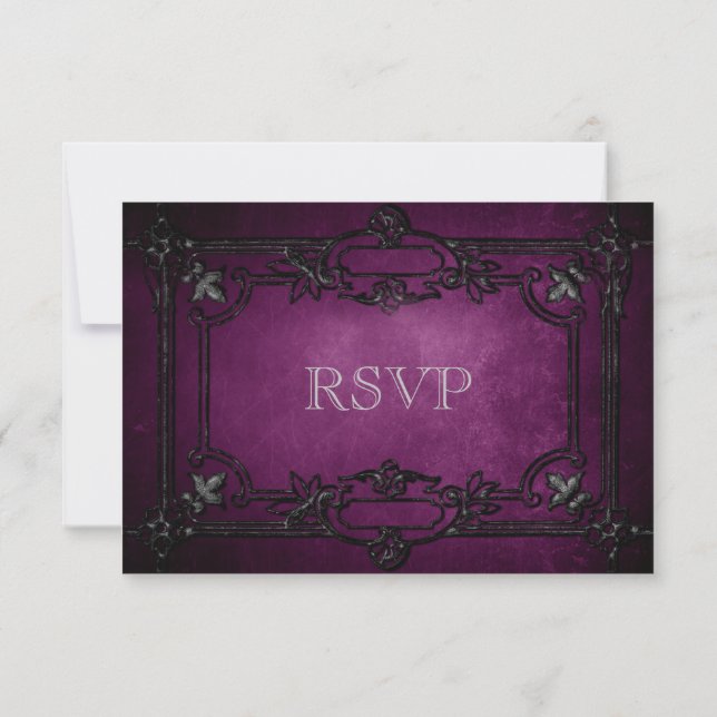 Elegant gothic halloween Wedding RSVP Card (Back)