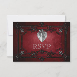 Elegant gothic halloween Wedding RSVP Card