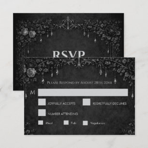 Elegant gothic halloween Wedding RSVP Card